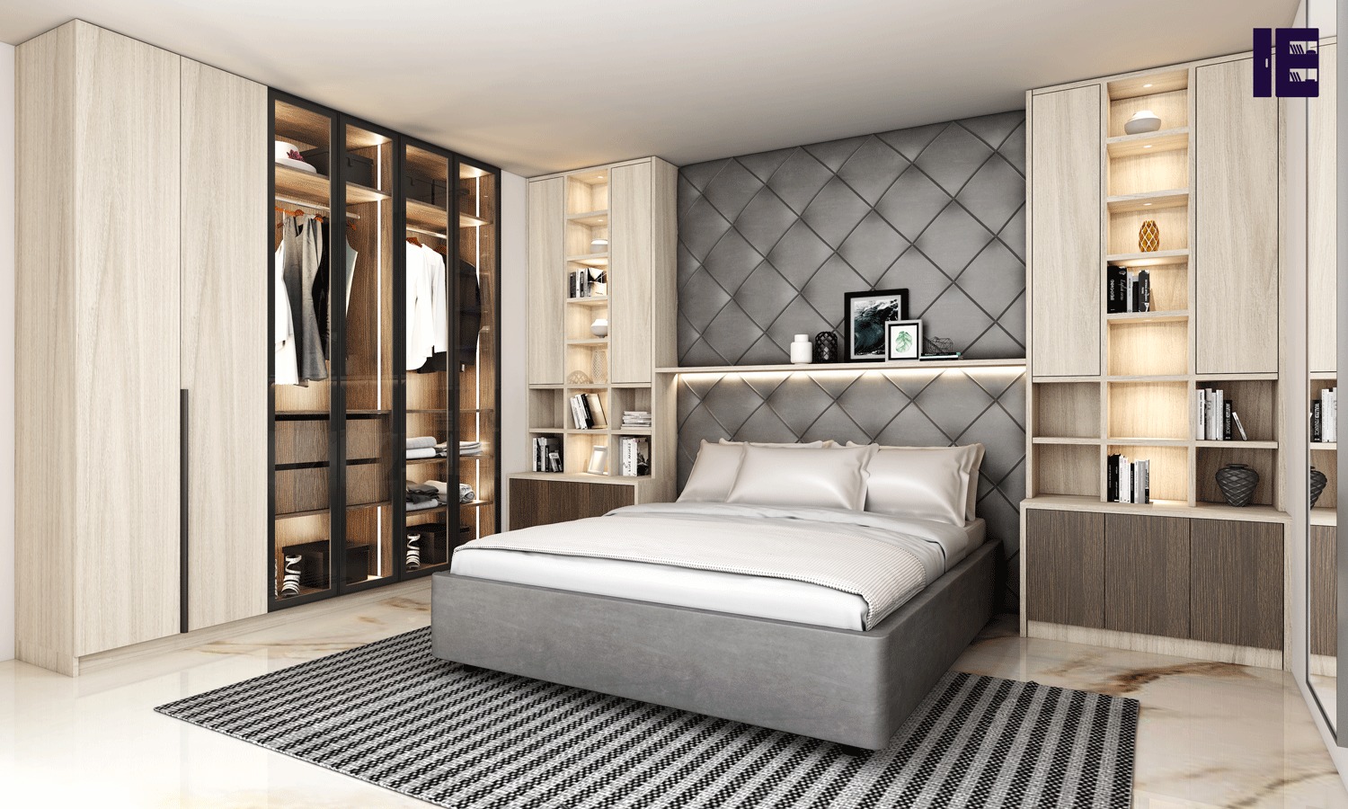 Coastal Wooden Bedroom in White Cape Elm and Tobacco Gladstone Oak